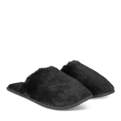 Chaussons NOIR Femme Motif Uni A Enfiler
