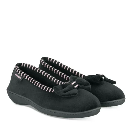 Chaussons NOIR Femme Motif Uni A Enfiler