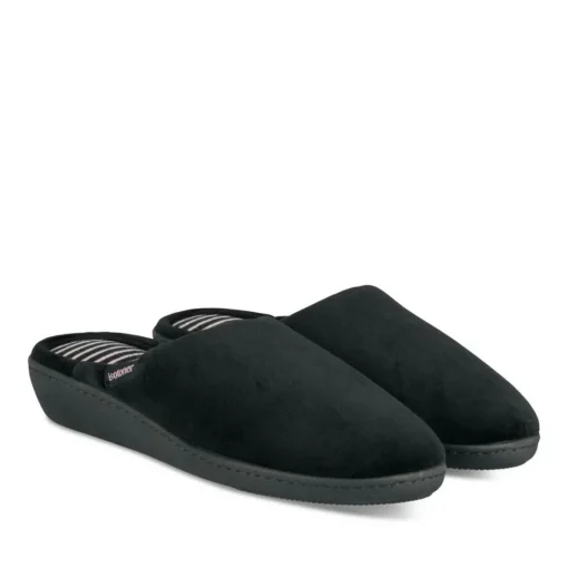 Chaussons NOIR Femme Motif Uni A Enfiler