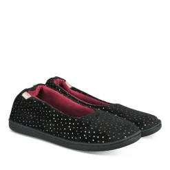 Chaussons NOIR Femme Motif Uni A Enfiler