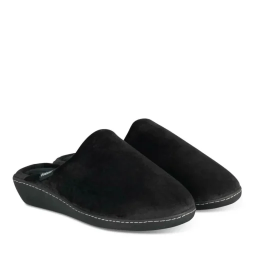Chaussons NOIR Femme Motif Uni A Enfiler