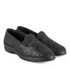 Chaussons NOIR Femme Motif Uni A Enfiler