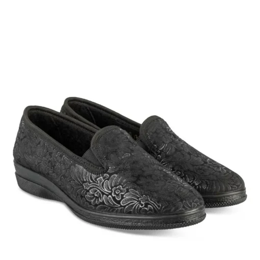 Chaussons NOIR Femme Motif Uni A Enfiler