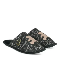 Chaussons NOIR Femme Motif A Pois A Enfiler