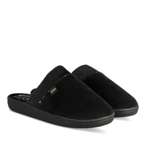 Chaussons NOIR Femme Motif Uni A Enfiler
