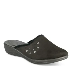 Chaussons NOIR Femme Motif Uni A Enfiler