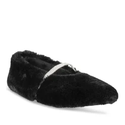Chaussons NOIR Femme Motif Uni A Enfiler