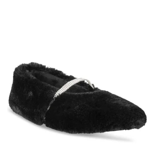 Chaussons NOIR Femme Motif Uni A Enfiler