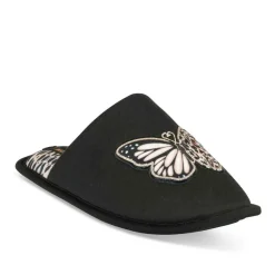 Chaussons NOIR Femme Motif Uni A Enfiler