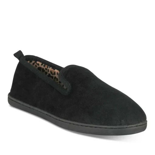 Chaussons NOIR Femme Motif Uni A Enfiler