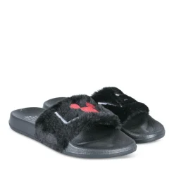 Chaussons NOIR Femme Motif Uni A Enfiler