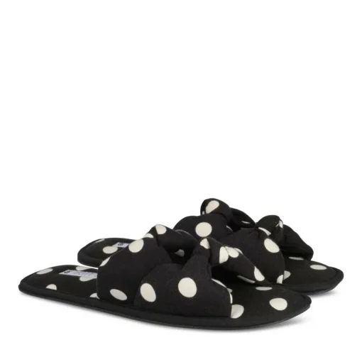 Chaussons NOIR Femme Motif A Pois A Enfiler