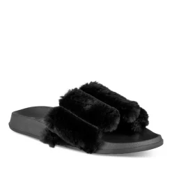 Chaussons NOIR Femme Motif Uni A Enfiler