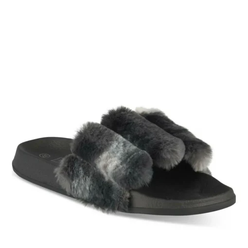 Chaussons NOIR Femme Motif Uni A Enfiler