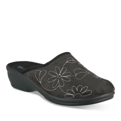 Chaussons NOIR Femme Motif Uni A Enfiler