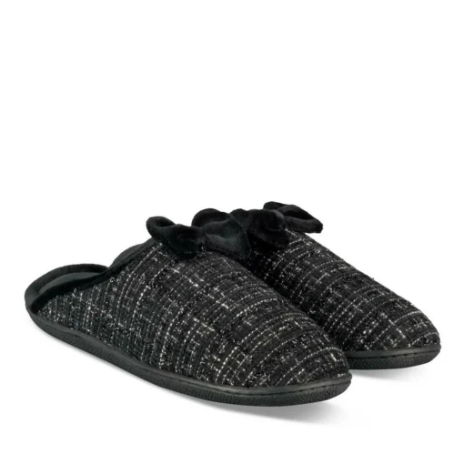Chaussons NOIR Femme Motif Uni A Enfiler