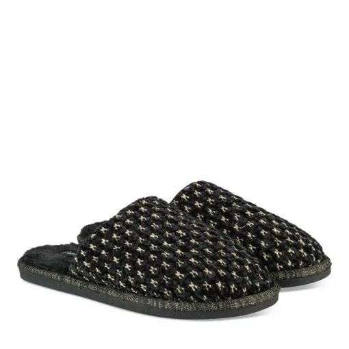 Chaussons NOIR Femme Motif Uni A Enfiler