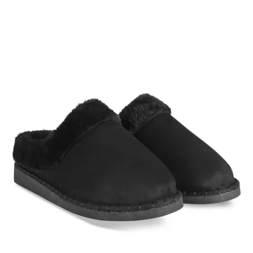 Chaussons NOIR Femme Motif Uni A Enfiler