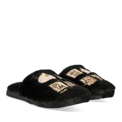 Chaussons NOIR Femme Motif Uni A Enfiler