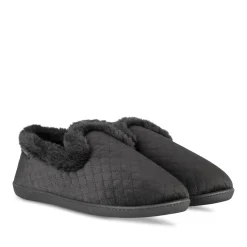 Chaussons NOIR Femme Motif Uni A Enfiler