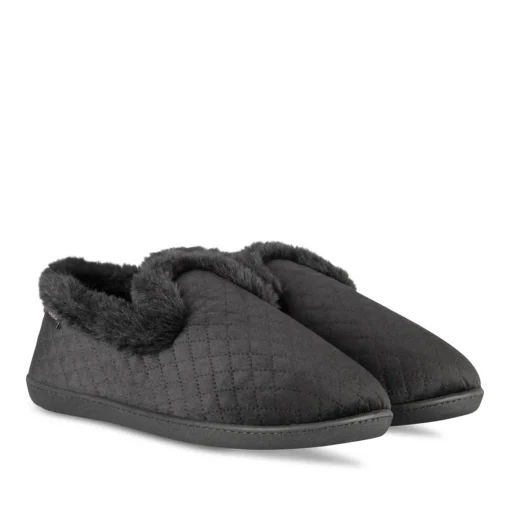 Chaussons NOIR Femme Motif Uni A Enfiler