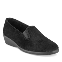 Chaussons NOIR Femme Motif Uni A Enfiler