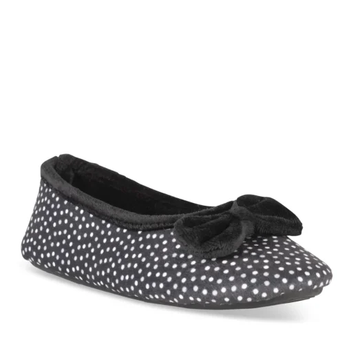 Chaussons NOIR Femme Motif A Pois A Enfiler