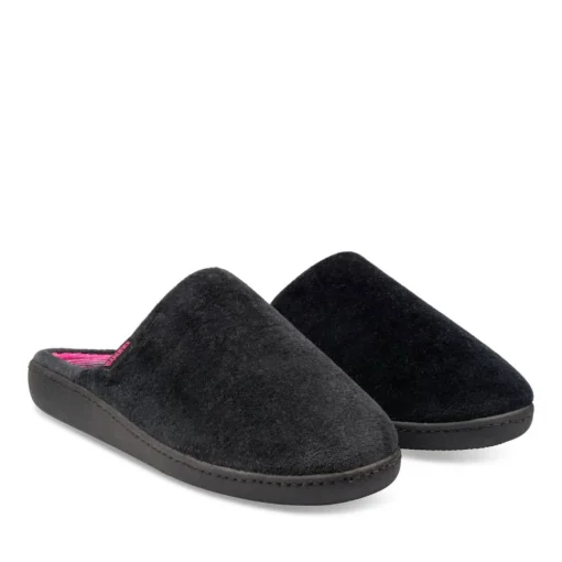Chaussons NOIR Femme Motif Uni A Enfiler