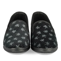 Chaussons NOIR Femme Motif Uni A Enfiler