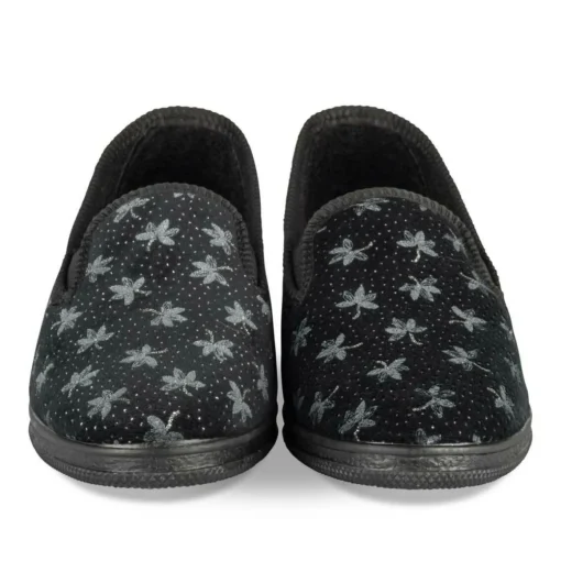 Chaussons NOIR Femme Motif Uni A Enfiler