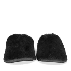 Chaussons NOIR Femme Motif Uni A Enfiler
