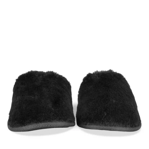 Chaussons NOIR Femme Motif Uni A Enfiler