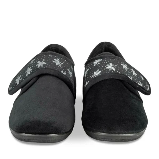 Chaussons NOIR Femme Motif Uni Scratch