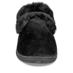 Chaussons NOIR Femme Motif Uni A Enfiler