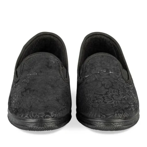 Chaussons NOIR Femme Motif Uni A Enfiler