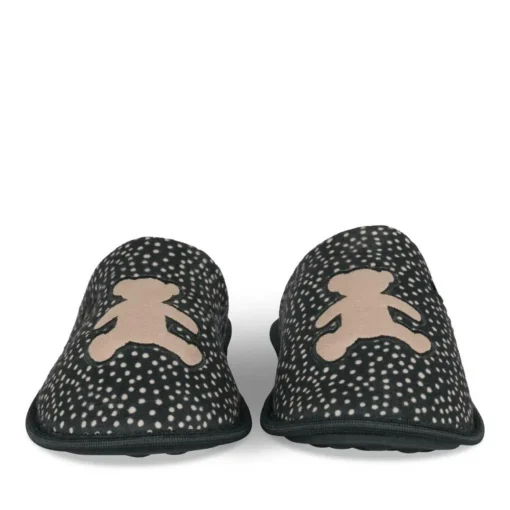 Chaussons NOIR Femme Motif A Pois A Enfiler