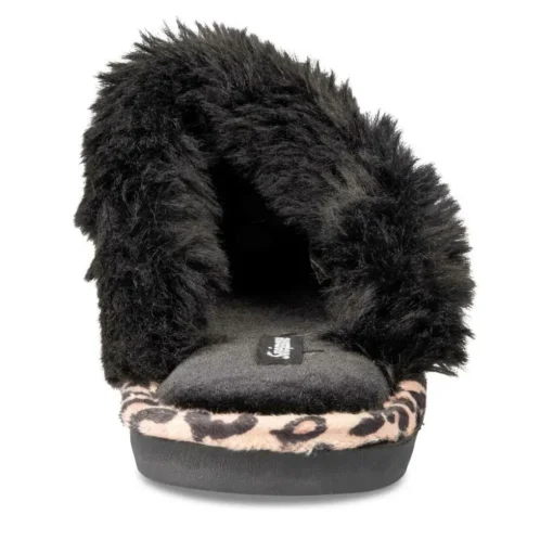 Chaussons NOIR Femme Motif Animal A Enfiler
