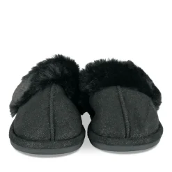 Chaussons NOIR Femme Motif Uni A Enfiler
