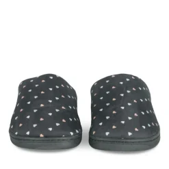 Chaussons NOIR Femme Motif Coeurs A Enfiler