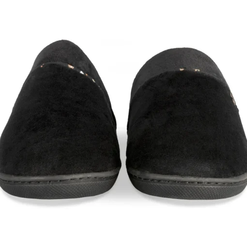 Chaussons NOIR Femme Motif Uni A Enfiler