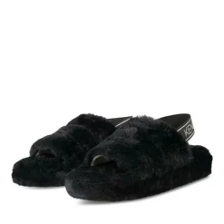 Chaussons NOIR Femme Motif Uni Elastique