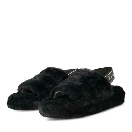 Chaussons NOIR Femme Motif Uni Elastique
