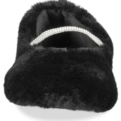 Chaussons NOIR Femme Motif Uni A Enfiler
