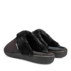 Chaussons NOIR Femme Motif Uni A Enfiler