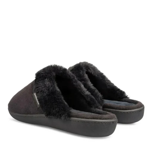 Chaussons NOIR Femme Motif Uni A Enfiler