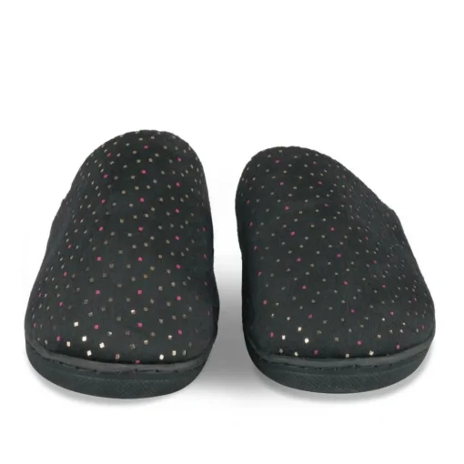 Chaussons NOIR Femme Motif Uni A Enfiler