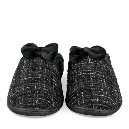 Chaussons NOIR Femme Motif Uni A Enfiler