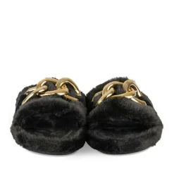 Chaussons NOIR Femme Motif Uni A Enfiler