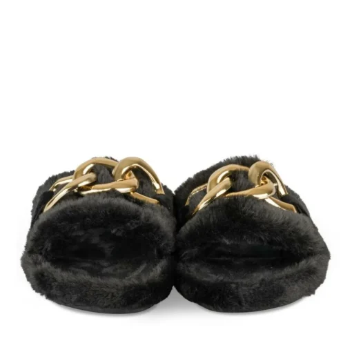 Chaussons NOIR Femme Motif Uni A Enfiler