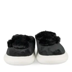 Chaussons NOIR Femme Motif Uni A Enfiler